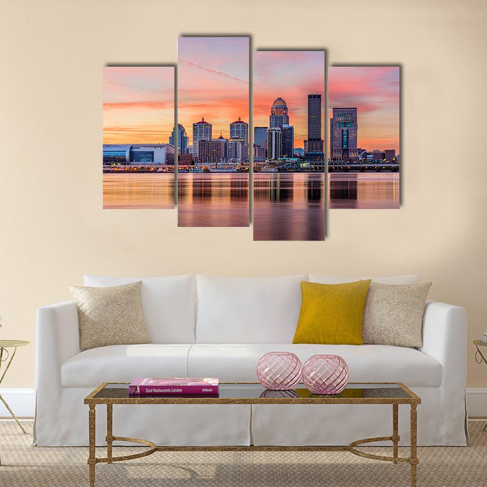 Downtown Louisville Skyline Canvas Wall Art-4 Pop-Gallery Wrap-34" x 20"-Tiaracle