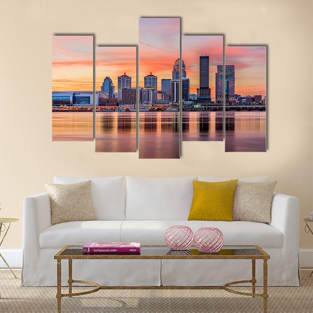 Downtown Louisville Skyline Canvas Wall Art-5 Pop-Gallery Wrap-32" x 21"-Tiaracle