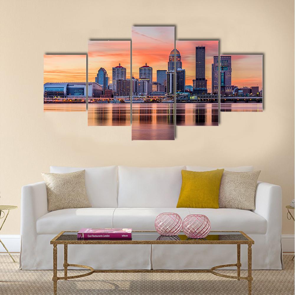 Downtown Louisville Skyline Canvas Wall Art-5 Star-Gallery Wrap-42" x 21"-Tiaracle