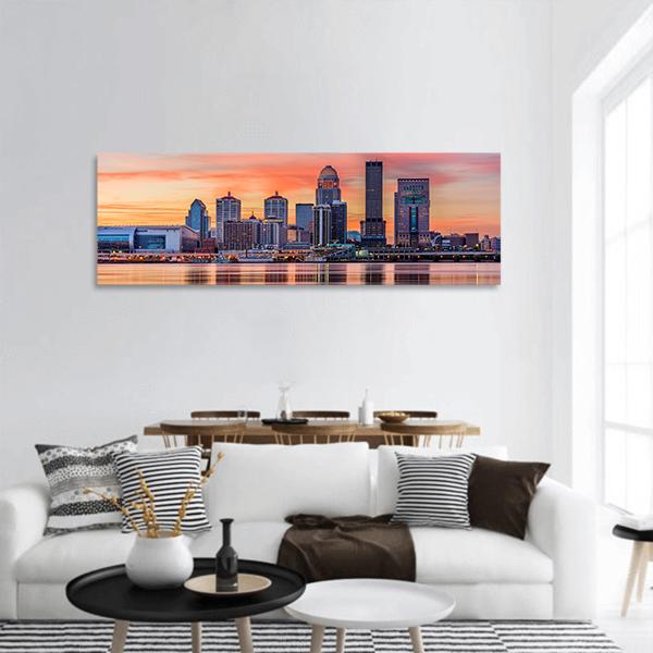 Downtown Louisville Skyline Panoramic Canvas Wall Art-3 Piece-25" x 08"-Tiaracle