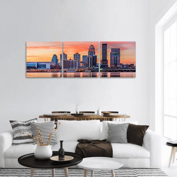 Downtown Louisville Skyline Panoramic Canvas Wall Art-3 Piece-25" x 08"-Tiaracle