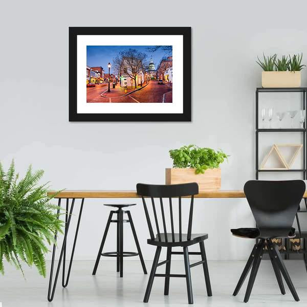 Downtown Main Street Annapolis Panoramic Canvas Wall Art-1 Piece-36" x 12"-Tiaracle