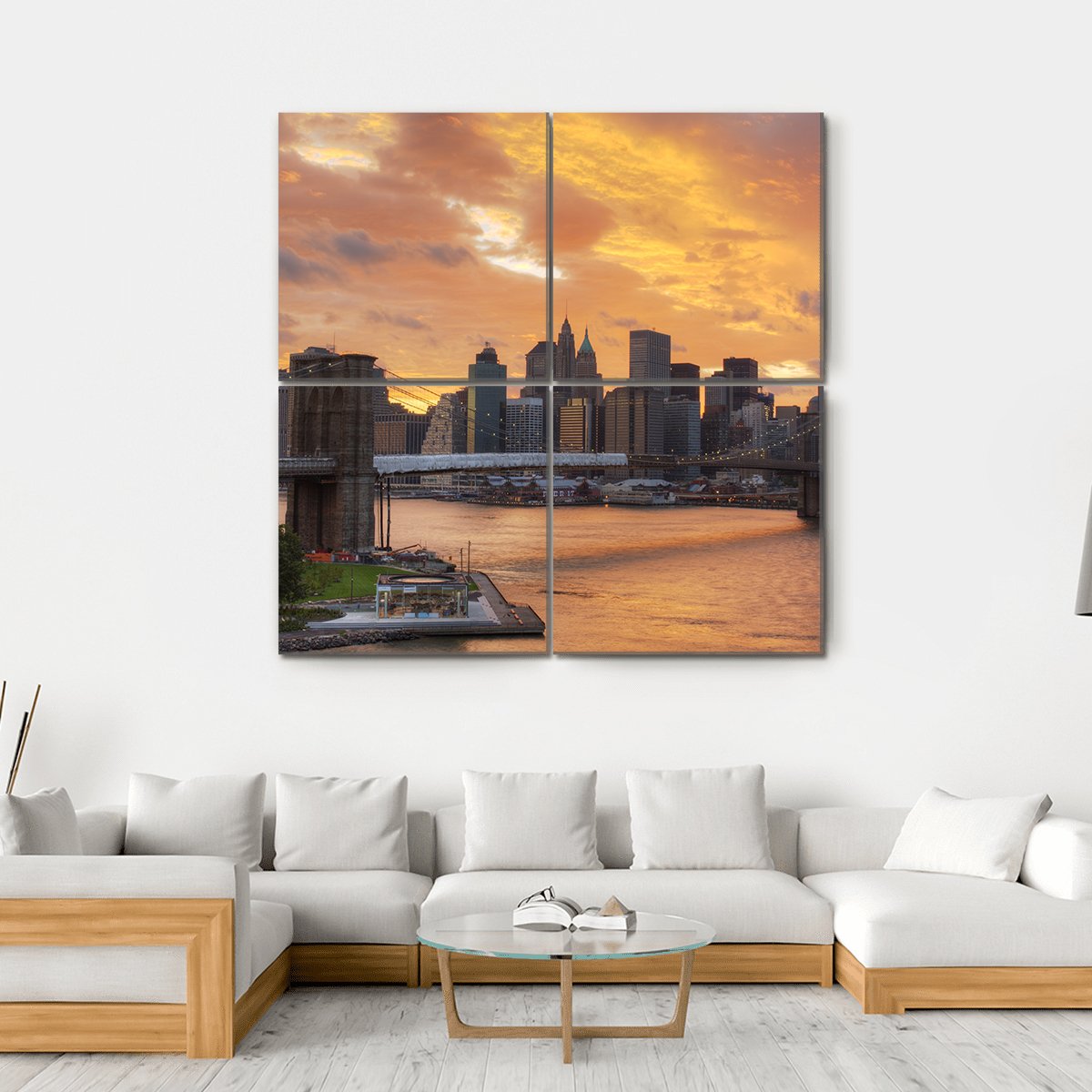Downtown New York City Canvas Wall Art-4 Square-Gallery Wrap-17" x 17"-Tiaracle