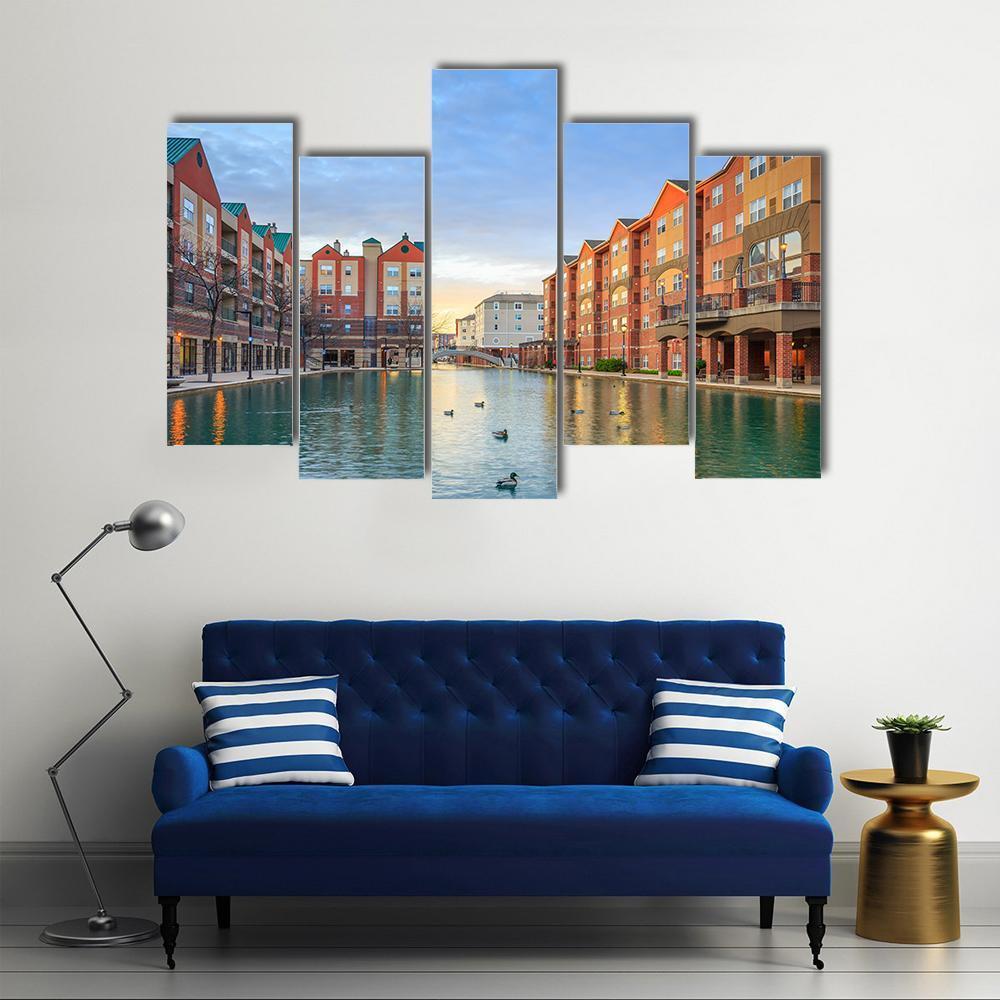 Downtown Of Indianapolis Canvas Wall Art-5 Pop-Gallery Wrap-47" x 32"-Tiaracle