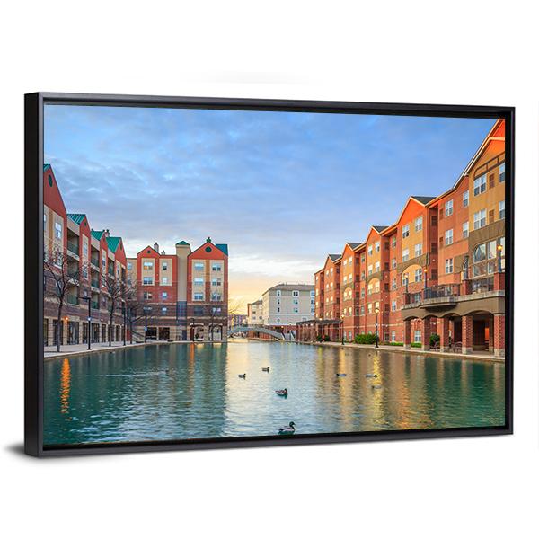 Downtown Of Indianapolis Canvas Wall Art-3 Horizontal-Gallery Wrap-25" x 16"-Tiaracle