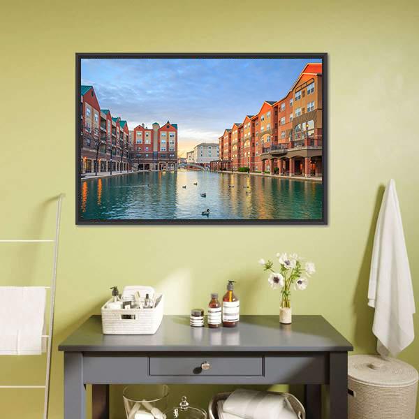 Downtown Of Indianapolis Canvas Wall Art-3 Horizontal-Gallery Wrap-25" x 16"-Tiaracle