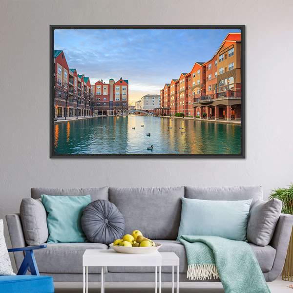 Downtown Of Indianapolis Canvas Wall Art-3 Horizontal-Gallery Wrap-25" x 16"-Tiaracle
