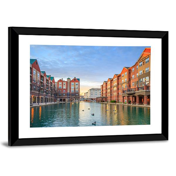 Downtown Of Indianapolis Canvas Wall Art-3 Horizontal-Gallery Wrap-25" x 16"-Tiaracle