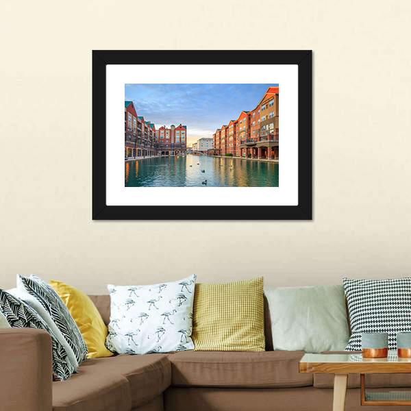 Downtown Of Indianapolis Canvas Wall Art-1 Piece-Framed Print-20" x 16"-Tiaracle