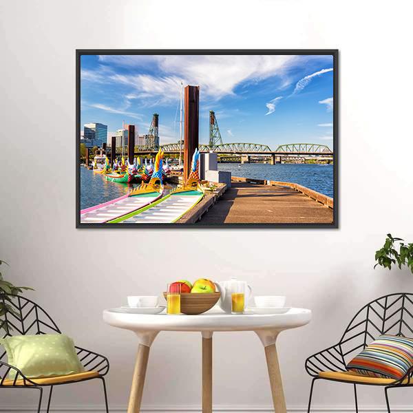 Dragon Boats Canvas Wall Art-1 Piece-Floating Frame-24" x 16"-Tiaracle
