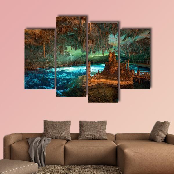 Dragon Caves Lake Canvas Wall Art-4 Pop-Gallery Wrap-50" x 32"-Tiaracle