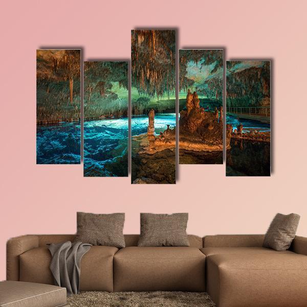 Dragon Caves Lake Canvas Wall Art-5 Pop-Gallery Wrap-47" x 32"-Tiaracle