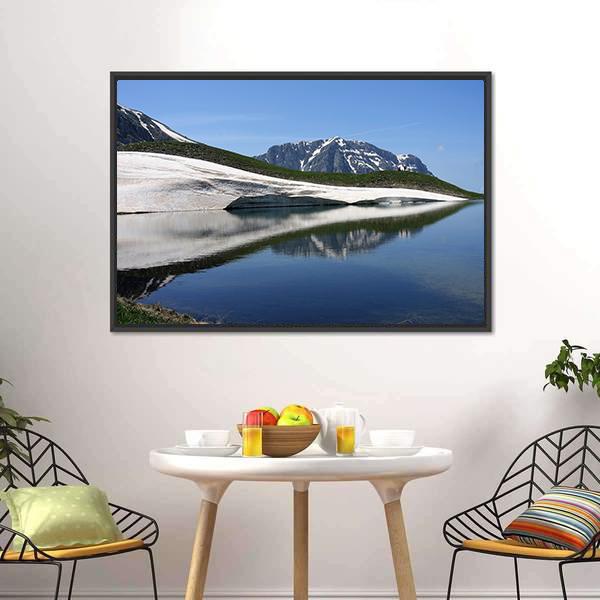 Dragon Lake &amp; Astraka Peak Canvas Wall Art-1 Piece-Floating Frame-24" x 16"-Tiaracle