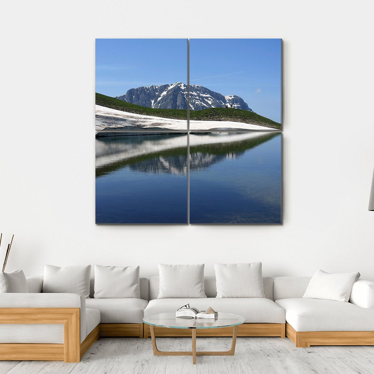 Dragon Lake &amp; Astraka Peak Canvas Wall Art-4 Square-Gallery Wrap-17" x 17"-Tiaracle