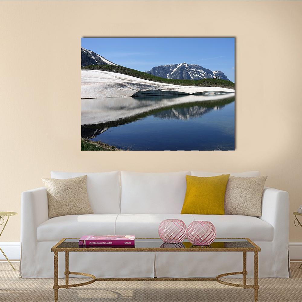Dragon Lake & Astraka Peak Canvas Wall Art-1 Piece-Gallery Wrap-48" x 32"-Tiaracle