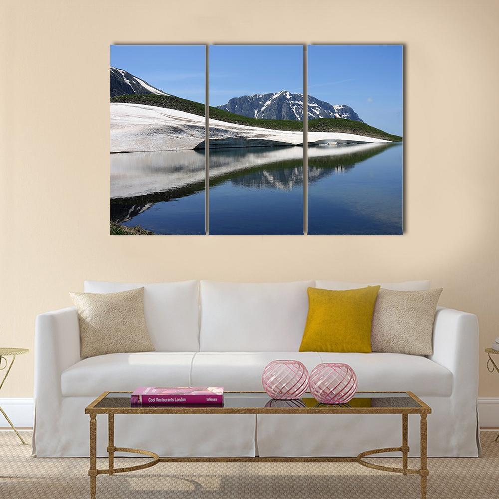 Dragon Lake &amp; Astraka Peak Canvas Wall Art-3 Horizontal-Gallery Wrap-37" x 24"-Tiaracle