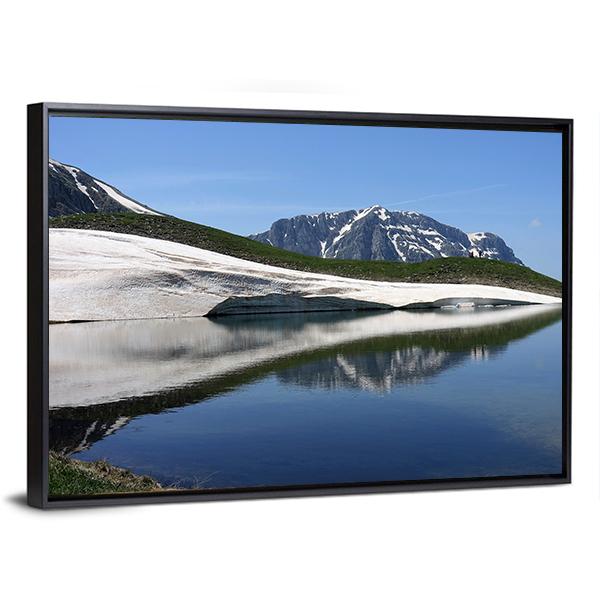 Dragon Lake &amp; Astraka Peak Panoramic Canvas Wall Art-1 Piece-36" x 12"-Tiaracle