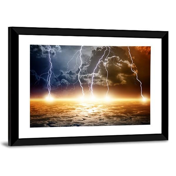 Dramatic Bright Lightning Canvas Wall Art-5 Horizontal-Gallery Wrap-22" x 12"-Tiaracle