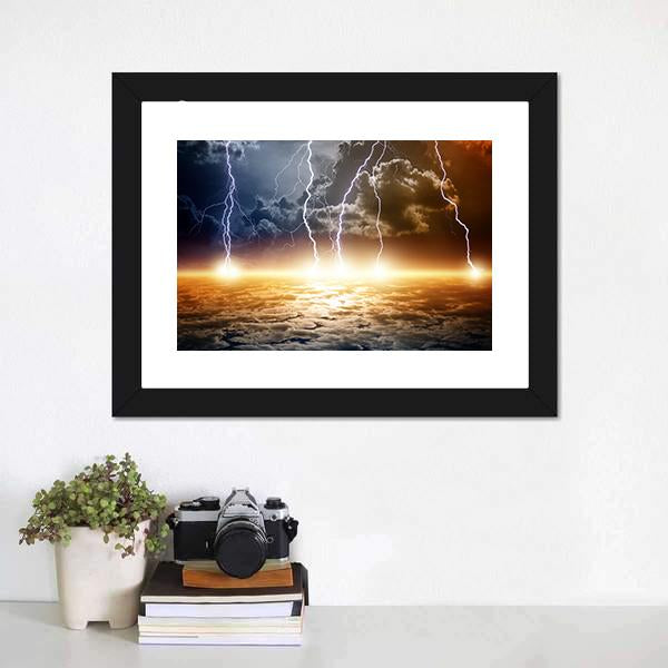 Dramatic Bright Lightning Canvas Wall Art-5 Horizontal-Gallery Wrap-22" x 12"-Tiaracle