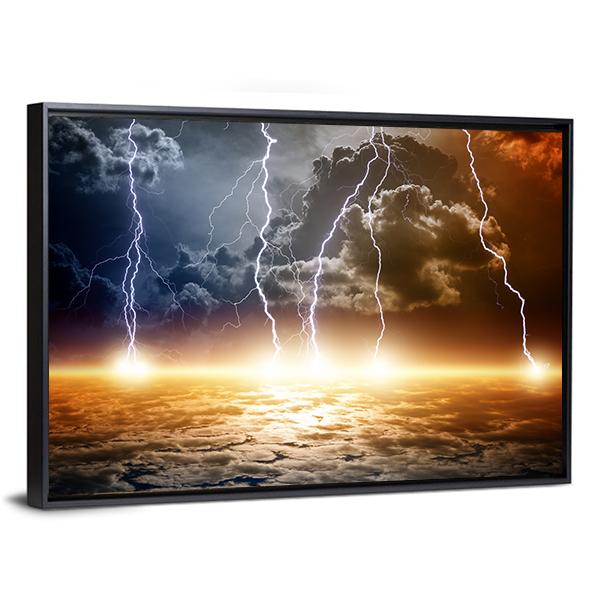 Dramatic Bright Lightning Canvas Wall Art-5 Horizontal-Gallery Wrap-22" x 12"-Tiaracle