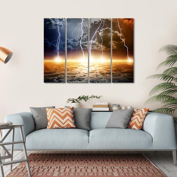 Dramatic Bright Lightning Canvas Wall Art-4 Horizontal-Gallery Wrap-34" x 24"-Tiaracle