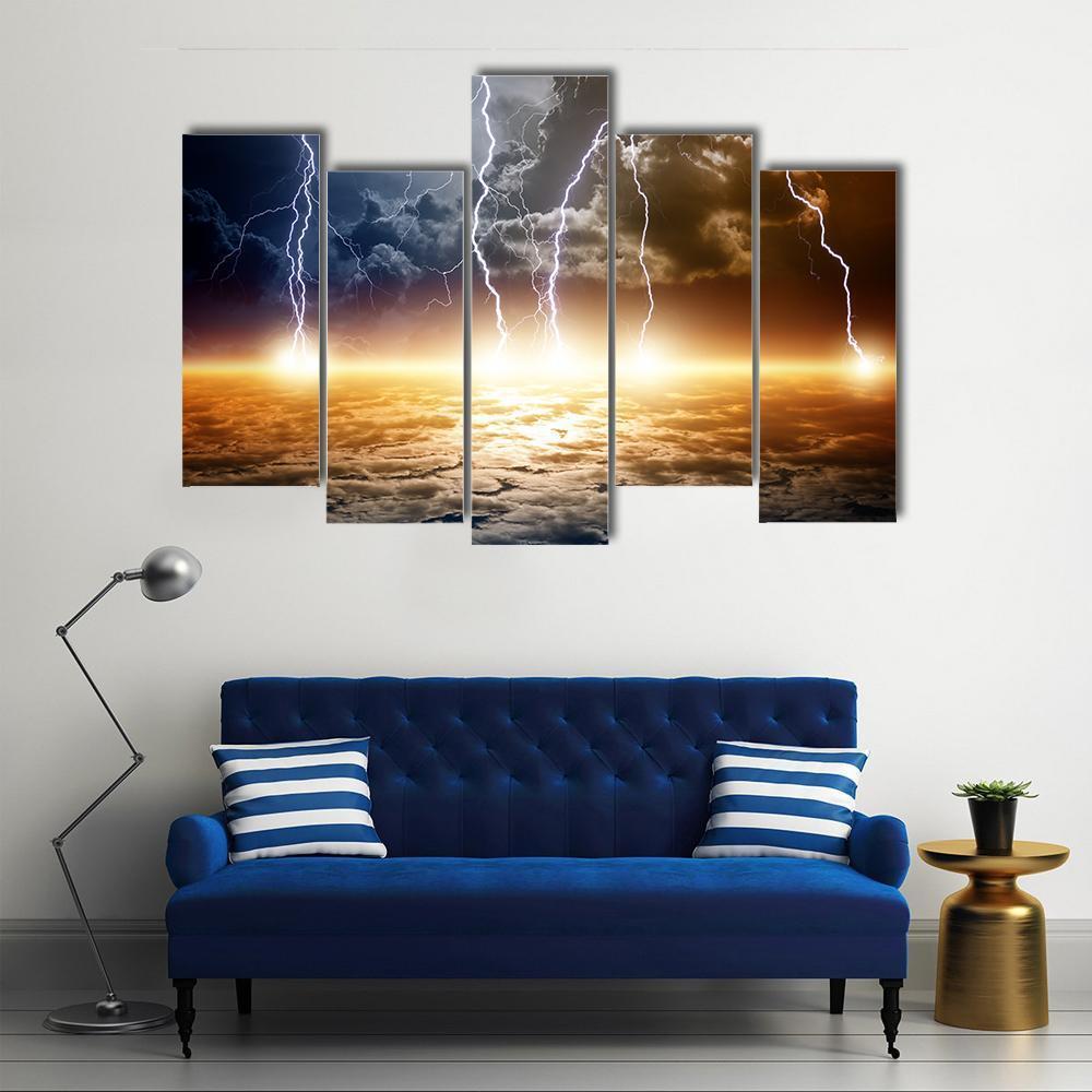Dramatic Bright Lightning Canvas Wall Art-3 Horizontal-Gallery Wrap-25" x 16"-Tiaracle