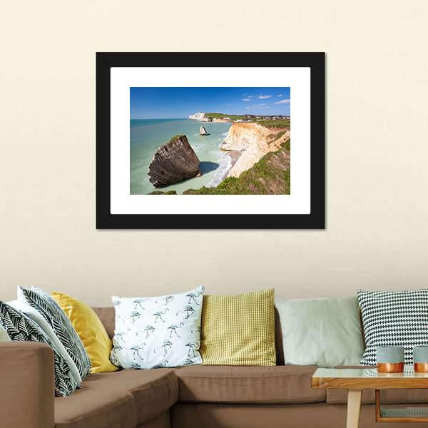 Dramatic Chalk Cliffs Canvas Wall Art-1 Piece-Framed Print-20" x 16"-Tiaracle