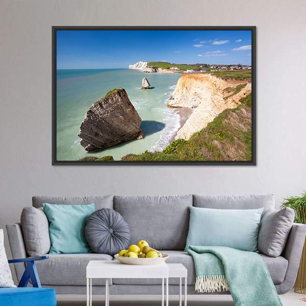 Dramatic Chalk Cliffs Canvas Wall Art-5 Horizontal-Gallery Wrap-22" x 12"-Tiaracle