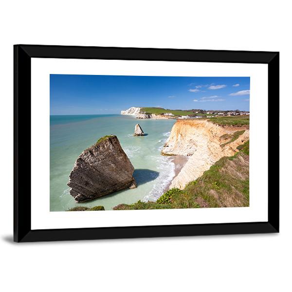 Dramatic Chalk Cliffs Canvas Wall Art-5 Horizontal-Gallery Wrap-22" x 12"-Tiaracle