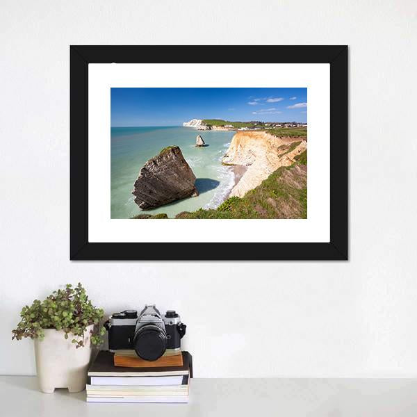 Dramatic Chalk Cliffs Canvas Wall Art-5 Horizontal-Gallery Wrap-22" x 12"-Tiaracle