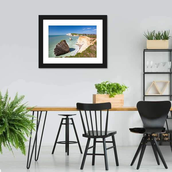 Dramatic Chalk Cliffs Canvas Wall Art-5 Horizontal-Gallery Wrap-22" x 12"-Tiaracle