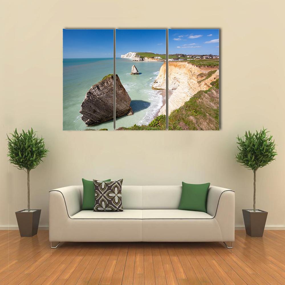 Dramatic Chalk Cliffs Canvas Wall Art-3 Horizontal-Gallery Wrap-37" x 24"-Tiaracle