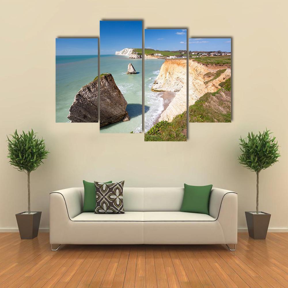 Dramatic Chalk Cliffs Canvas Wall Art-4 Pop-Gallery Wrap-50" x 32"-Tiaracle