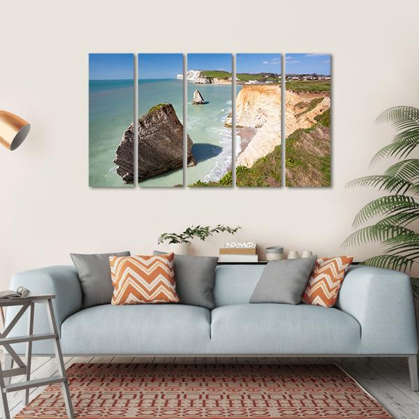 Dramatic Chalk Cliffs Canvas Wall Art-5 Horizontal-Gallery Wrap-22" x 12"-Tiaracle