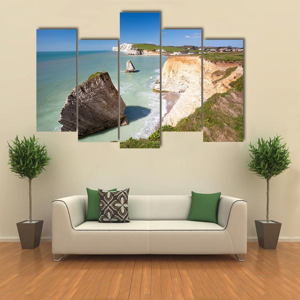 Dramatic Chalk Cliffs Canvas Wall Art-5 Pop-Gallery Wrap-47" x 32"-Tiaracle