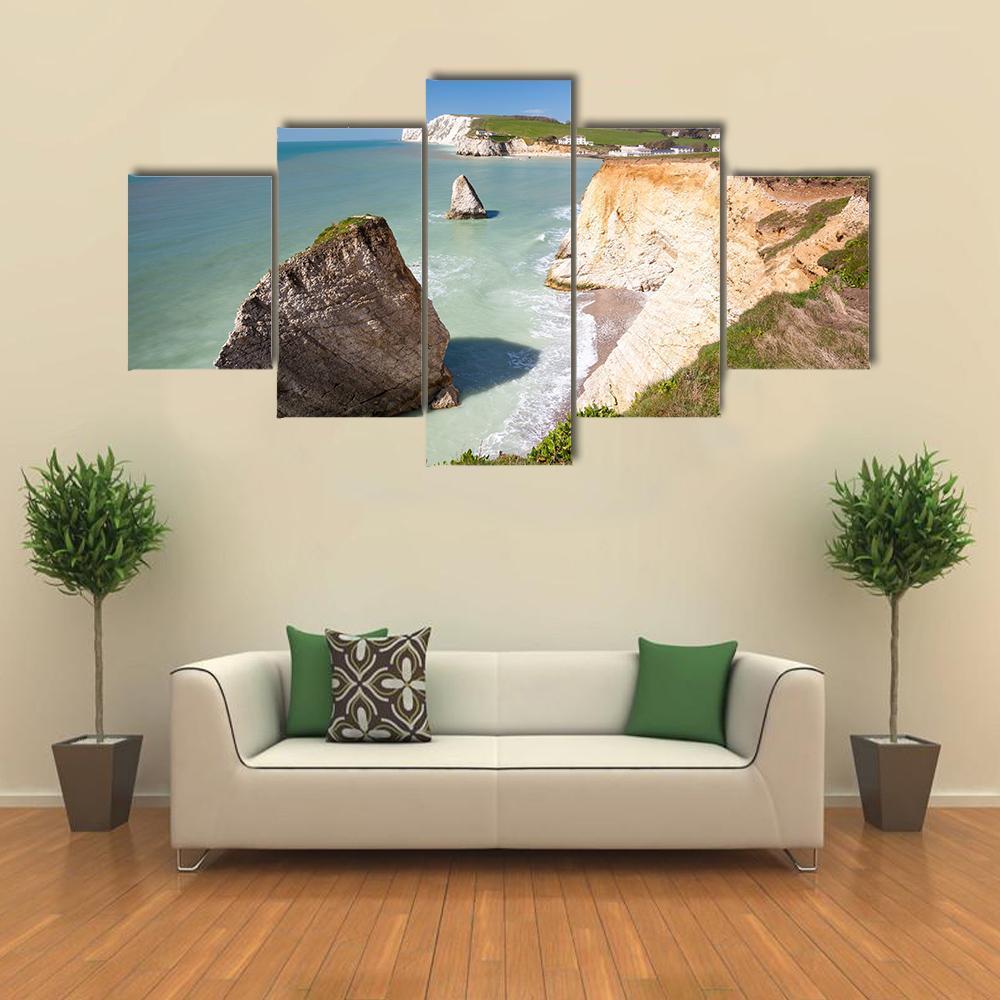 Dramatic Chalk Cliffs Canvas Wall Art-5 Star-Gallery Wrap-62" x 32"-Tiaracle
