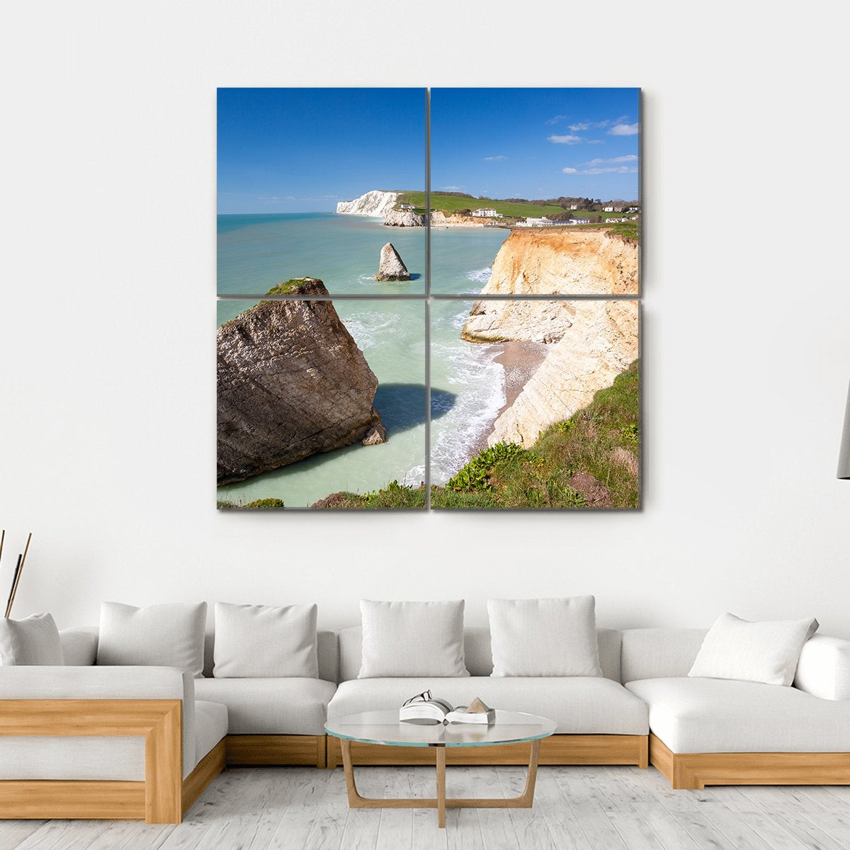Dramatic Chalk Cliffs Canvas Wall Art-5 Horizontal-Gallery Wrap-22" x 12"-Tiaracle