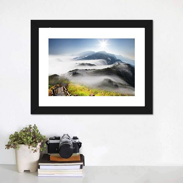 Dramatic Clouds With Mountain Canvas Wall Art-3 Horizontal-Gallery Wrap-25" x 16"-Tiaracle