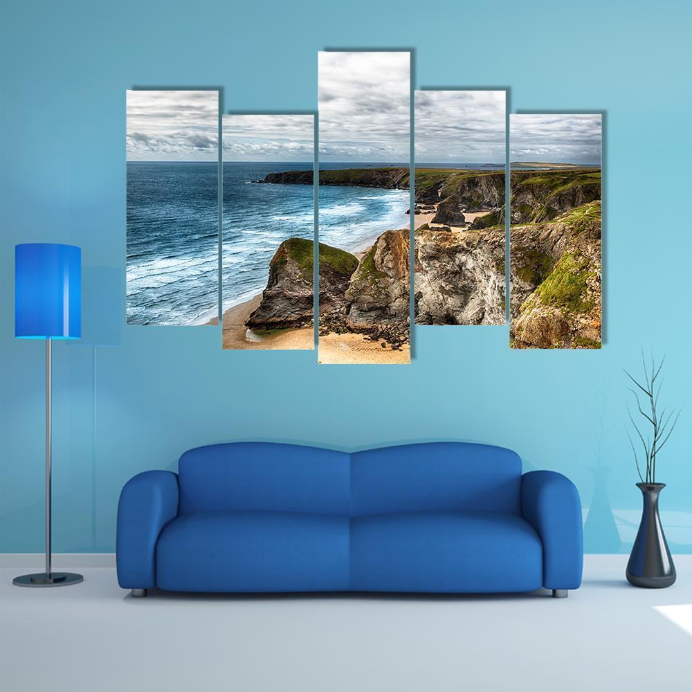 Dramatic Coast Landscape Canvas Wall Art-5 Pop-Gallery Wrap-47" x 32"-Tiaracle