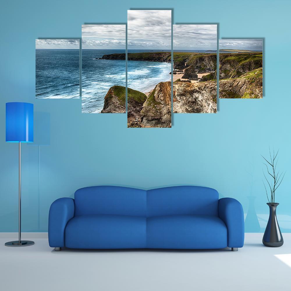 Dramatic Coast Landscape Canvas Wall Art-5 Star-Gallery Wrap-62" x 32"-Tiaracle