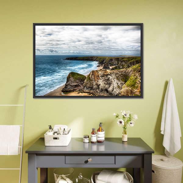 Dramatic Coast Landscape Canvas Wall Art-3 Horizontal-Gallery Wrap-25" x 16"-Tiaracle