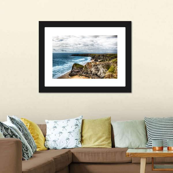 Dramatic Coast Landscape Canvas Wall Art-1 Piece-Floating Frame-24" x 16"-Tiaracle