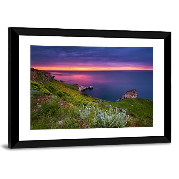 Dramatic Sky Seascape Canvas Wall Art-5 Horizontal-Gallery Wrap-22" x 12"-Tiaracle