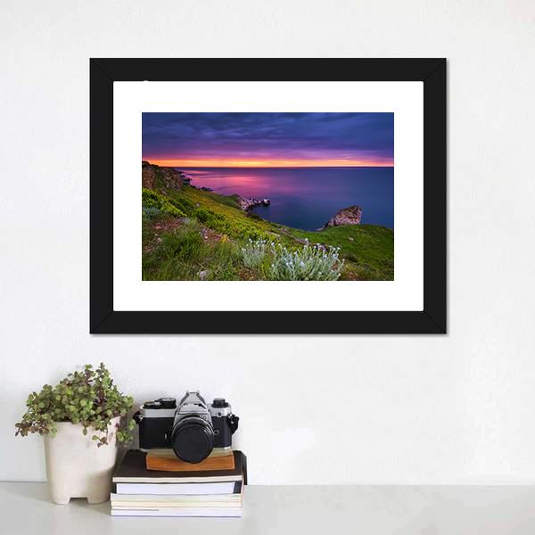 Dramatic Sky Seascape Canvas Wall Art-5 Horizontal-Gallery Wrap-22" x 12"-Tiaracle