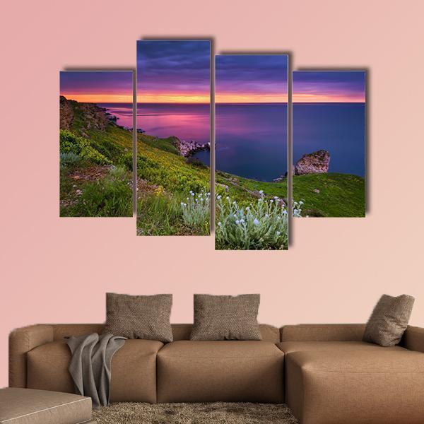 Dramatic Sky Seascape Canvas Wall Art-4 Pop-Gallery Wrap-50" x 32"-Tiaracle