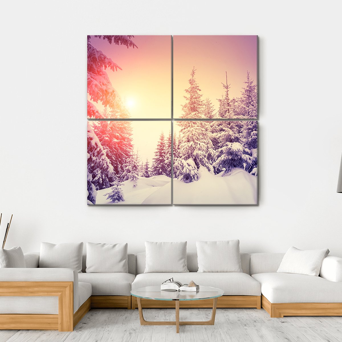 Dramatic Wintry Scene Canvas Wall Art-4 Square-Gallery Wrap-17" x 17"-Tiaracle