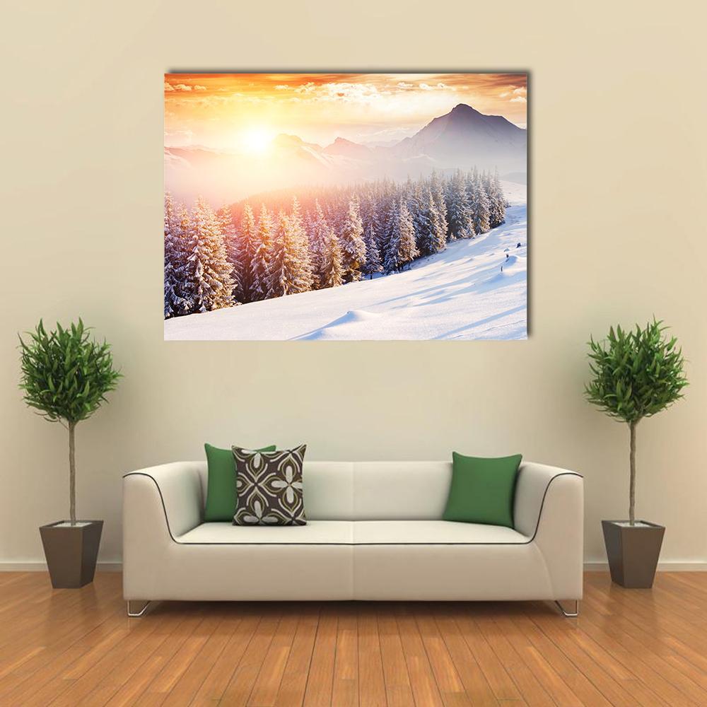 Dramatic Wintry Scenery Canvas Wall Art-1 Piece-Gallery Wrap-48" x 32"-Tiaracle