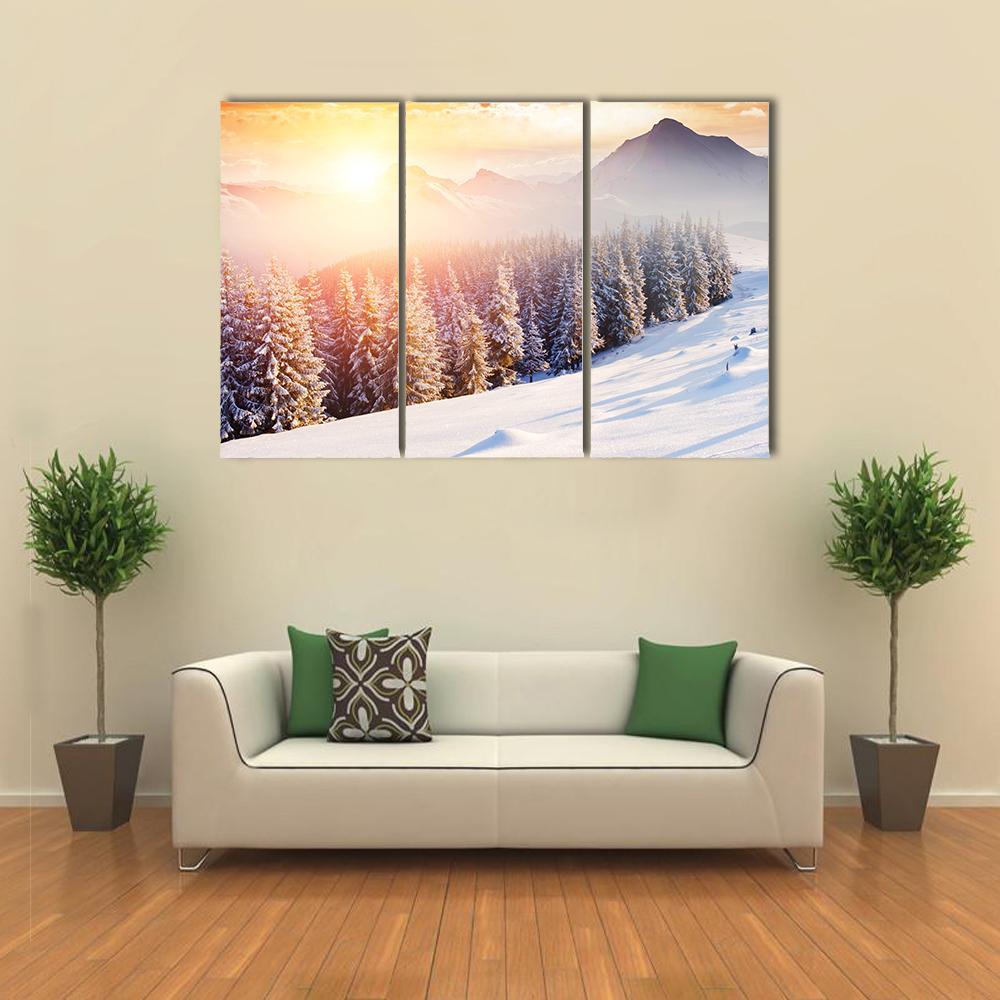 Dramatic Wintry Scenery Canvas Wall Art-3 Horizontal-Gallery Wrap-37&quot; x 24&quot;-Tiaracle