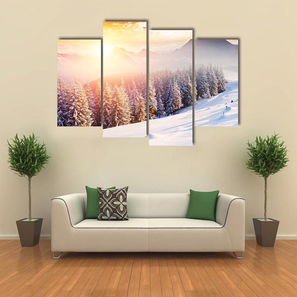 Dramatic Wintry Scenery Canvas Wall Art-4 Pop-Gallery Wrap-50" x 32"-Tiaracle