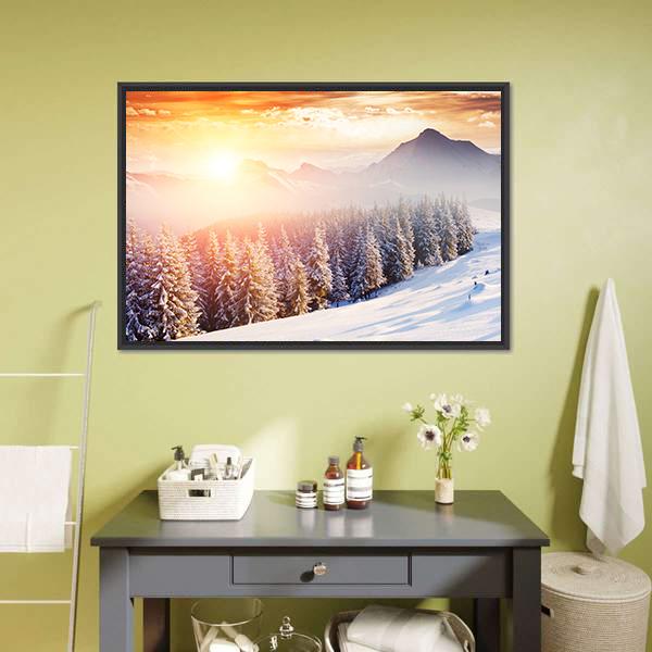 Dramatic Wintry Scenery Canvas Wall Art-1 Piece-Floating Frame-24&quot; x 16&quot;-Tiaracle